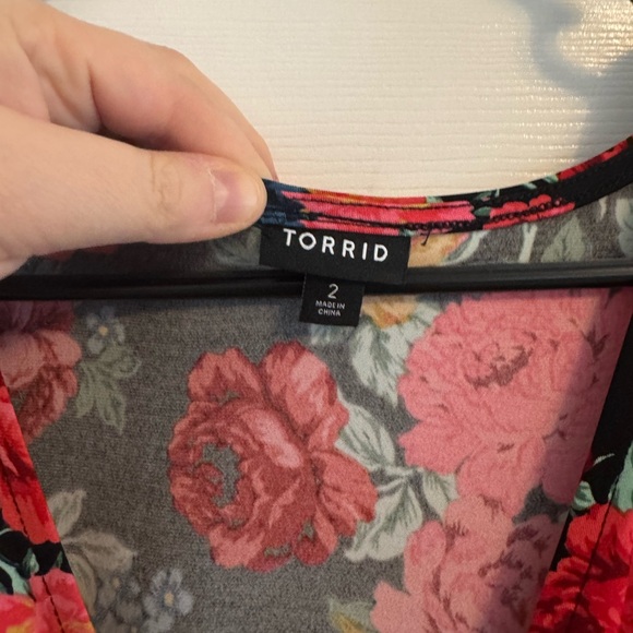 Torrid Floral Print Wrap Top Bell Sleeve Chiffon Dress - Picture 5 of 7